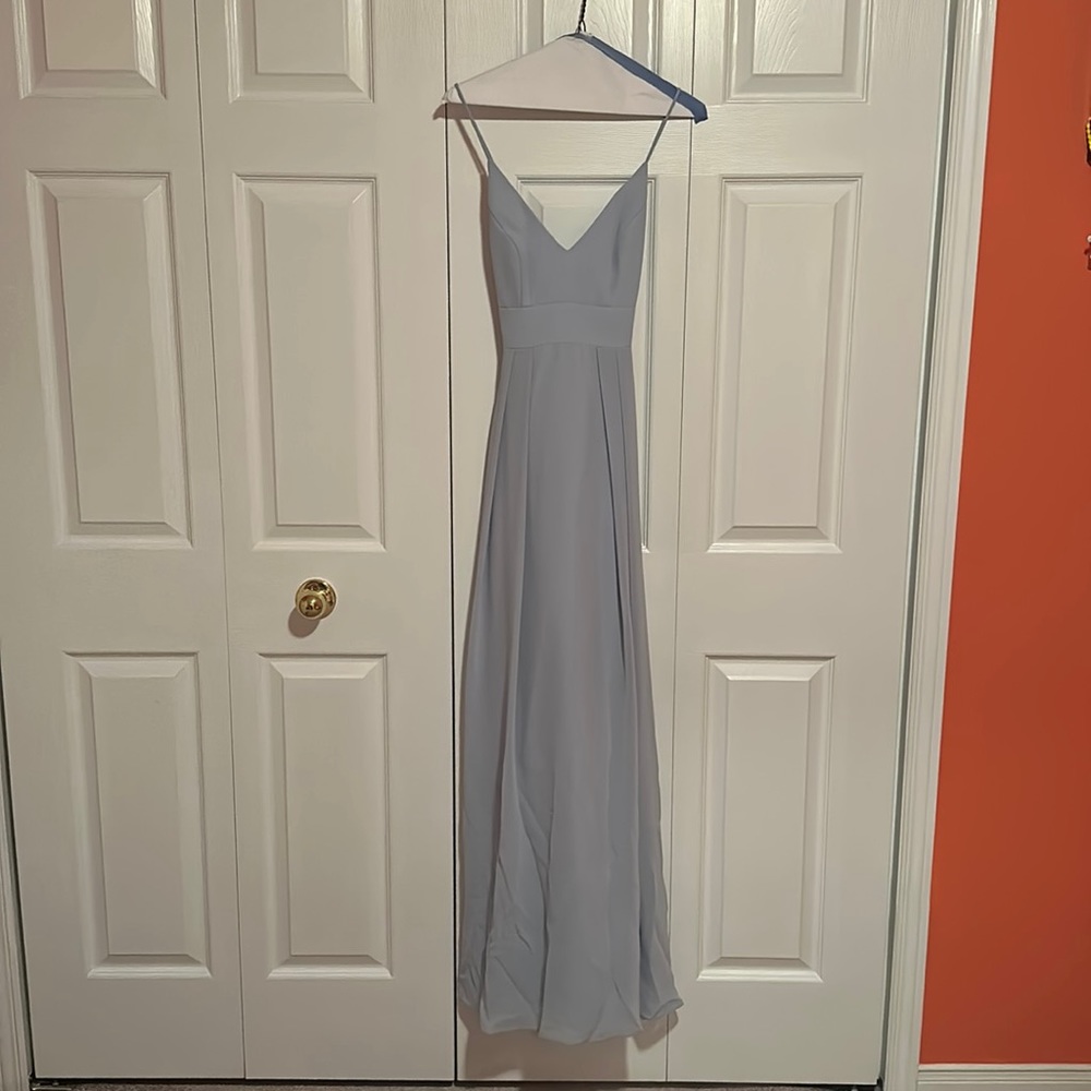 Spaghetti Strap Ice Blue Bridesmaid Dress